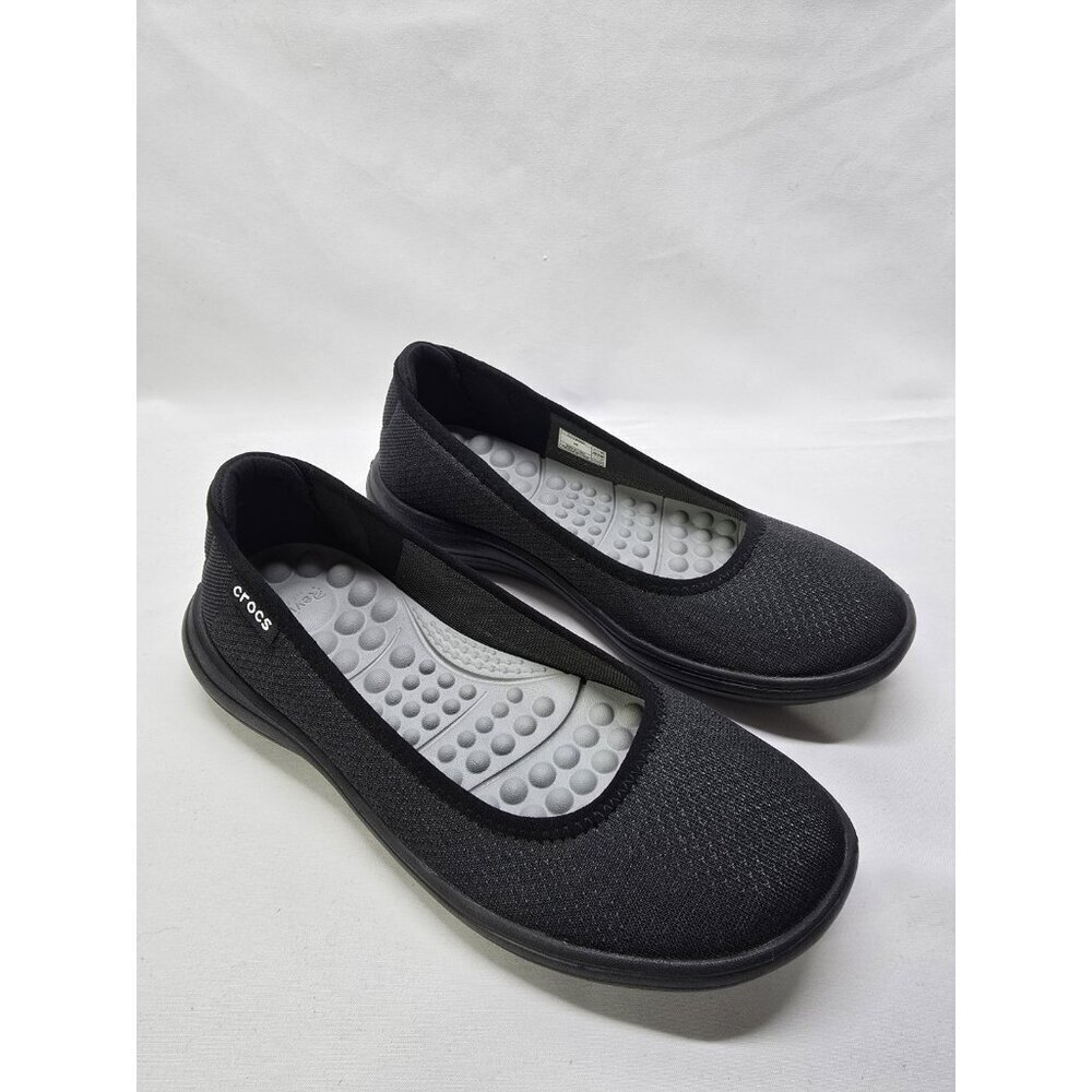 Crocs Shoes Womens 6 Reviva Ballet Flats Black Slip On 205880
